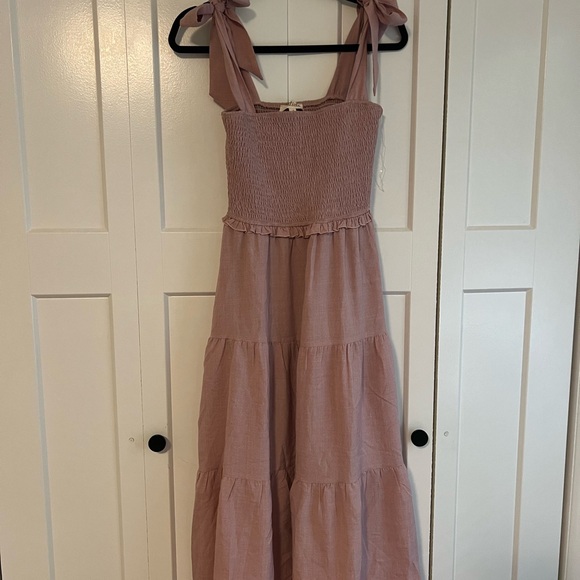 Pinkblush Mauve Bow Strap Maternity Midi Dress - Picture 1 of 2